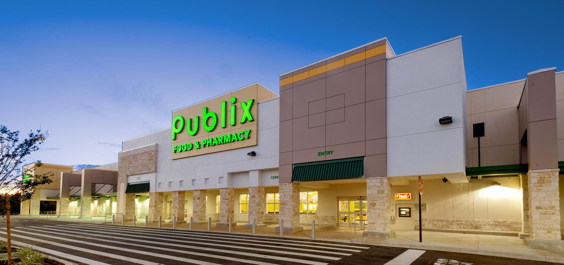 exterior of a Publix store at night